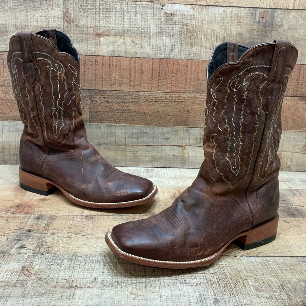 J.B. Dillon JBM3208 Boots Mens Size 12 D Brown Leather Western Square Toe Cowboy